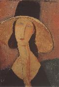 Amedeo Modigliani, Portrait of Jeanne hebuterne iwth large hat